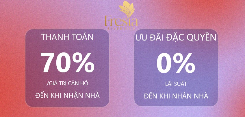 Chỉ thanh toán tối đa 70% giá trị căn hộ đến khi nhận nhà.